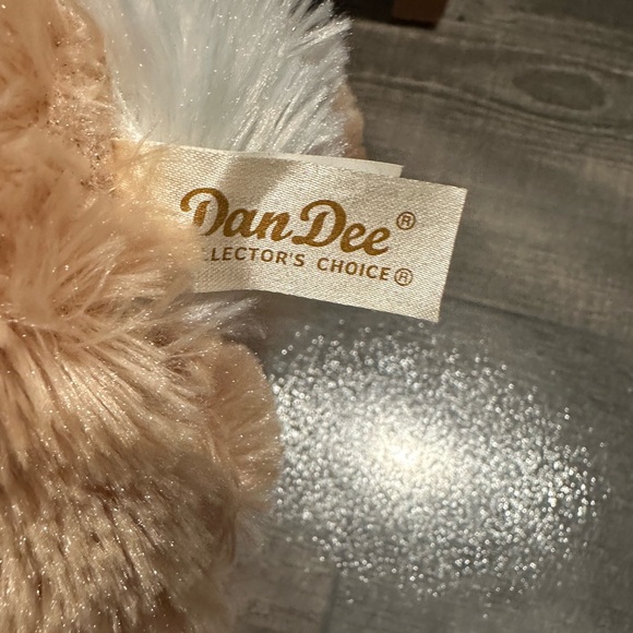 Dandee / Dan Dee Tan & White Fluffy Plush Stuffed Bunny Rabbit Stitched Eyes 7" - Picture 4 of 4